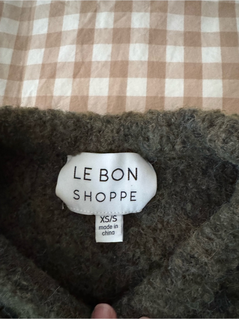Le Bon Shoppe Women's Olive Crewneck Sweater - Picture 2 of 3